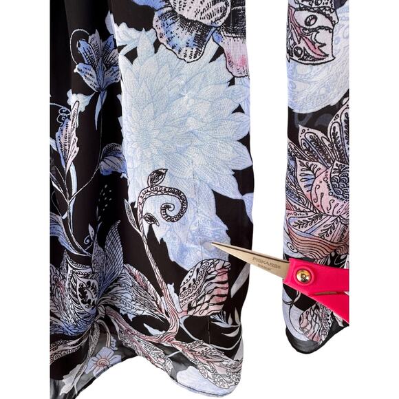 Floral Smocked Blouse Sz M Bell Sleeve Coquette Flowy Boho Feminine Peasant Art - Picture 13 of 14